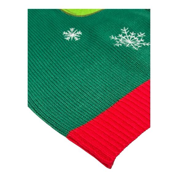 Vintage Jolly Sweaters Large Green Christmas Disco Dancing T-Rex Sweater - Picture 10 of 14